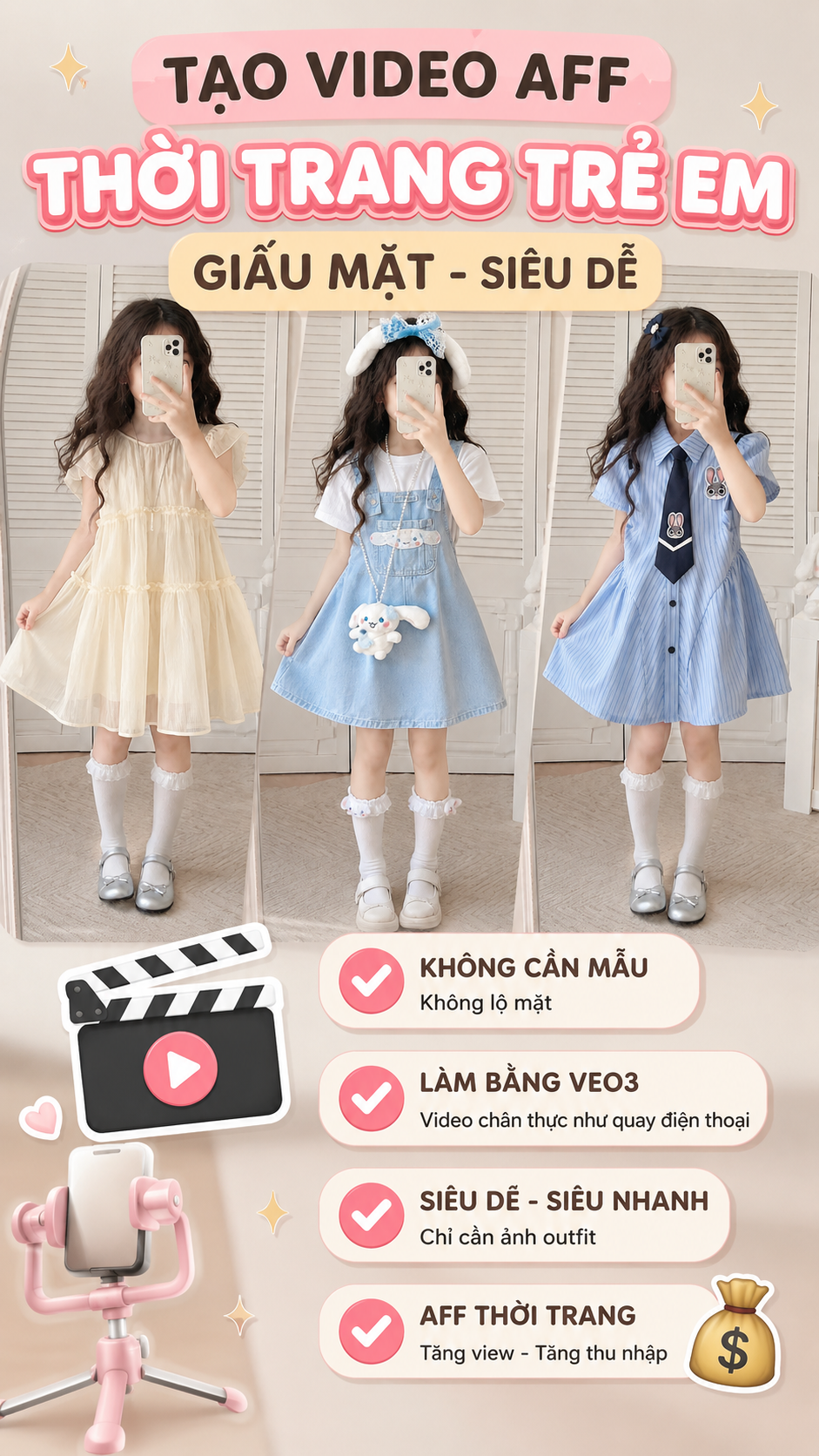 Chatbot Mẫu Nhí thời trang giấu mặt - sử dụng Veo3